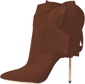 Женские ботильоны YDN с узлом, ремешком на щиколотке, бантиками, металлическим шпилькой, высокие каблуки, зауженный носок, для вечеринок, свиданий и выпускного, размеры US 4-16, Brown