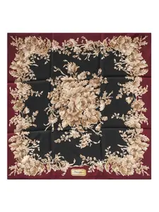 Шелковый шарф с цветочным принтом DOLCE & GABBANA, черный