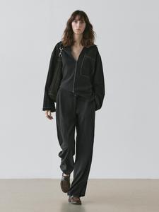 Брюки из смесовой шерсти с акцентом на швы Massimo Dutti, black