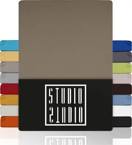 Простыня на резинке Basic 90x200 см, 100% чесаный хлопок, фирменное качество, трикотаж - серо-коричневый STUDIO