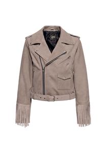 Кожаная куртка с бахромой QUEEN KEROSIN, песочный