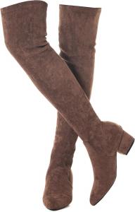 Женские ботфорты N.N.G выше колена с замшей, с широким каблуком, зимние, низкие, длинные, комфортные, с заостренным носком, Coffee 2 Inch Heel