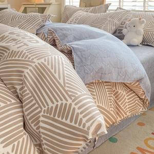 Yalu Комплект постельного белья 4 предмета для кровати 2.2 м: пододеяльник 220x240 см, простыня, 2 наволочки, ткань с начесом, цвет Hokkaido