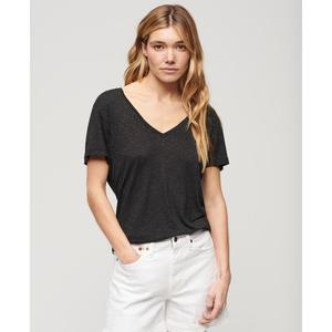 Футболка Superdry Studios Slub Embroidered VEE Short Sleeve Crew Neck, коричневый