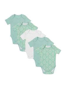 Schlummersack Детские бодики с короткими рукавами из органического хлопка, 5 штук, светло-зеленого цвета