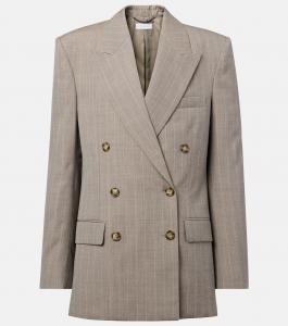 Двубортный шерстяной блейзер свободного кроя Stella McCartney, Stone