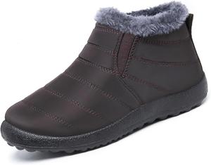 Женские зимние ботинки для снега, удобные, теплые, на меху, ботильоны, женские зимние ботинки для улицы, противоскользящие (черные, 12) CPMBFDC, Coffee 11.5