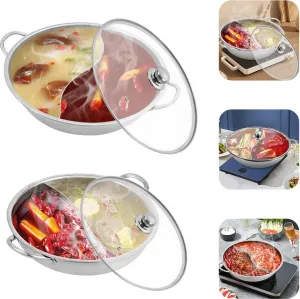 Кастрюля-жаровня - Нержавеющая сталь 28 см - С разделителем - Стеклянная крышка - Подходит для плиты и духовки - Черный цвет StarTech