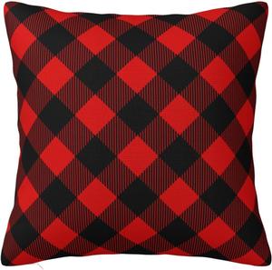 Paruiny Декоративная подушка квадратная двусторонняя пушистая с клеткой баффало White