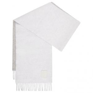 Шерстяной вязаный шарф LOEWE женский белый/светло-серый