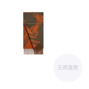 HERMES Кашемировый шарф мужской тыквенный, Pumpkin