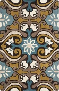 Ковер SAFAVIEH, 77 x 122 см, Wyndham Collection, Blue & Multi, ручной работы из современной шерсти, идеален для помещений с высокой проходимостью: прихожая, гостиная, спальня (WYD327A)