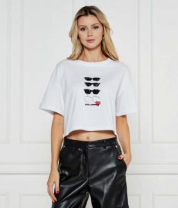 Солнцезащитные очки на футболке Cropped fit Karl Lagerfeld, белый