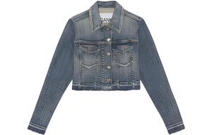 GANNI Короткий джинсовый жакет с эффектом потертости, Light Blue