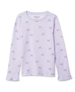 Рубашка с длинным рукавом для девочек, вязаная ажурным узором Lands' End, фиолетовый