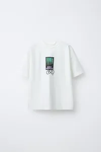 Футболка с принтом граффити Zara, белый