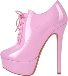 Ботильоны на шнуровке с ультравысоким каблуком-подбородком и круглым носком Onlymakerheels, Pink