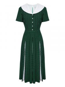 POST MERIDIEM платье миди с контрастным воротником, зеленый