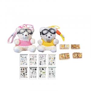 Плюшевый кулон пилот медвежонок высота 13см Jinnew, Bestie Pair+Random Mini Laptop+Stickers