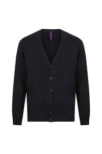 Кардиган из хлопка и акрила с V-образным вырезом Henbury, темно-синий