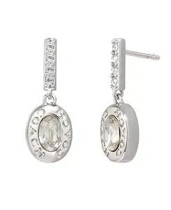 Серьги-Подвески с фирменным паве из искусственных камней Coach, crystal/rhodium