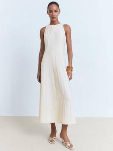 Платье миди Pepa с расклешенными рукавами без рукавов Mango, Light Beige