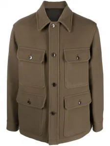 Шерстяная куртка-рубашка на пуговицах LEMAIRE, зеленый