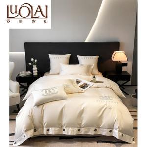 LUOLAI HOME Комплект постельного белья 1.5, 4 предмета, пододеяльник 200x230 см, цвет Miss Coco's Cream White