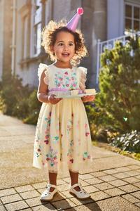 Платье из тюля с вышивкой Jojo Maman Bébé, бежевый