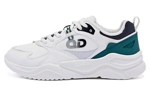 Антискользящие износостойкие низкие повседневные кроссовки мужские бело-зеленые QIAODAN