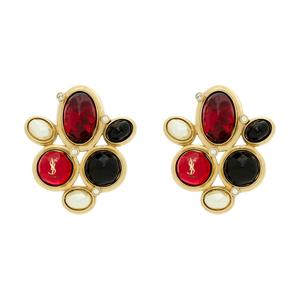 SAINT LAURENT Металлические, искусственный хрусталь, камень, латунь, смоляные серьги Women's Multicolor