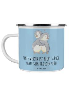 Кружка для кемпинга из эмали Двоюродная бабушка с надписью пастельно-голубого цвета Mr. & Mrs. Panda