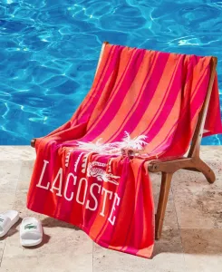 Хлопковое пляжное полотенце с изображением пальм, 91 x 183 см Lacoste, красный