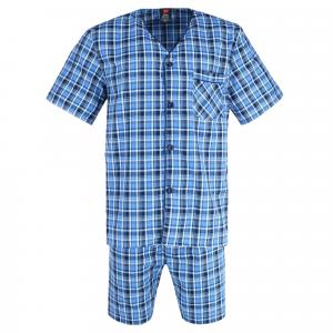 Мужской пижамный комплект с короткими рукавами и короткими штанинами Hanes, цвет blue plaid