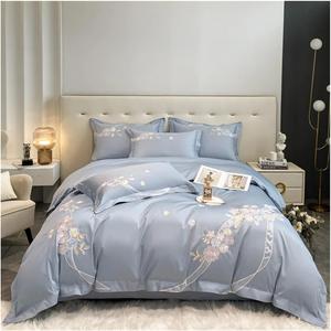 YUSIWOAL Комплект постельного белья из египетского хлопка с вышивкой цветов