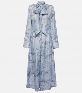 Платье макси из шелка с принтом Stella McCartney, Cloudy Blue