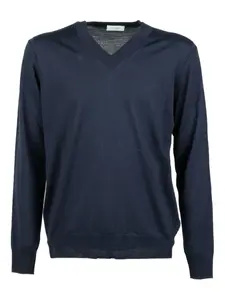 Джемпер с длинными рукавами и V-образным вырезом Paolo Pecora, синий