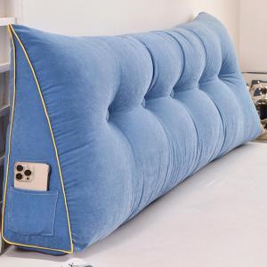 Треугольная подушка-подголовник COZMAX для кровати Queen, синяя, 59 дюймов (150 см), со съемным чехлом.