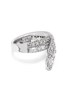 Кольцо Hyperbola с кристаллами Swarovski, серебяный