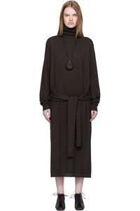 Lemaire Коричневое платье миди с эффектом обманчивой перспективы