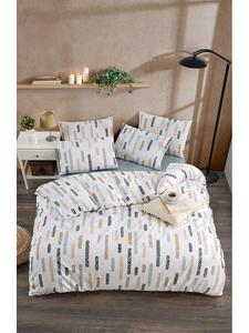 Комплект постельного белья Гармония в белом/горчичном/темно-синем цвете Colourful Cotton, 135x200 см