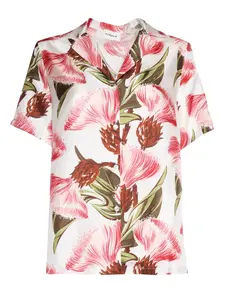 Шелковая рубашка с цветочным принтом P.A.R.O.S.H., белый