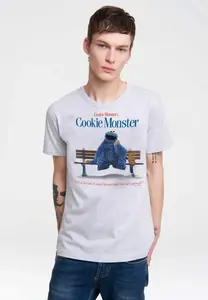 Logoshirt Футболка "Улица Сезам Cookie Monster - Банк" с великолепным принтом на груди, цвет Grau-Meliert