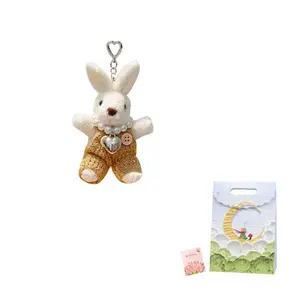 Роскошный свитер ручной работы с жемчужной цепочкой, плюшевый кулон в виде кролика высотой 12см Jinnew, хаки