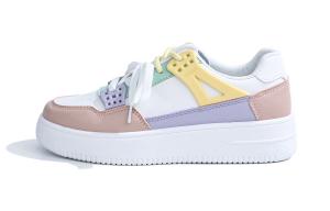 RENBEN Легкие низкие скейтерские туфли для женщин с эффектом увеличения роста розово-белые, цвет Pink White