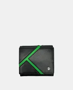 Мужской маленький кошелек из телячьей кожи наппа с внешним карманом для мелочи Dudu, черный