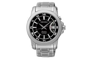 Кварцевые часы Premier на стальном браслете с черным циферблатом SEIKO