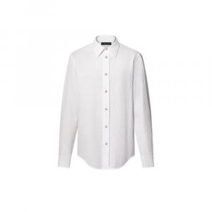 Рубашка из хлопка с длинными рукавами и жаккардовым узором с монограммой Louis Vuitton, белый