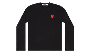 Comme Des Garcons Play Женская Красная Многослойное Сердце Длинный Рукав Футболка Черная CDG Play