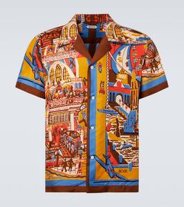 шелковая блузка для боулинга с принтом Manhattan Island Bode, Multi